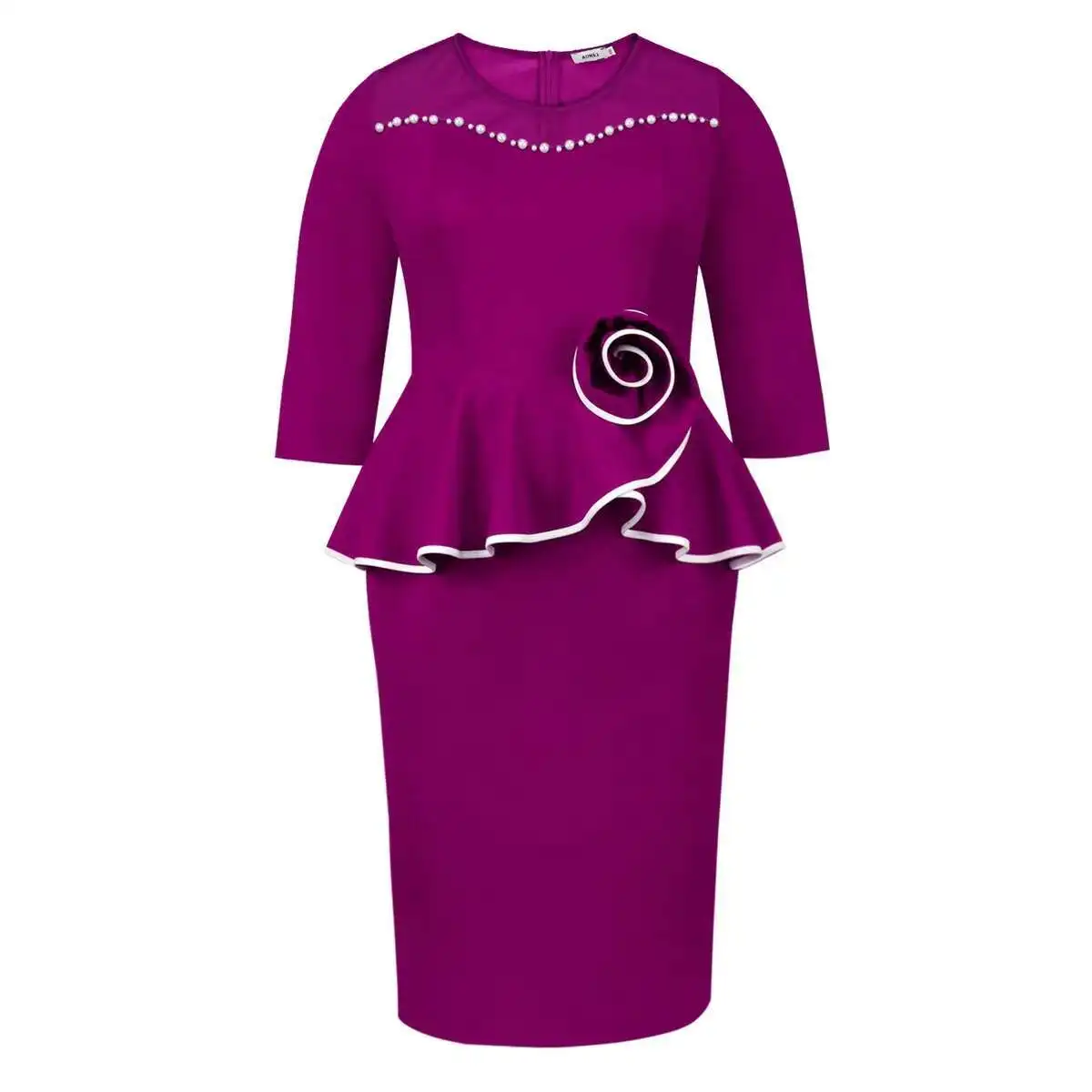 High-End-Kleid in Übergröße für kurvige Frauen mit Rüschen, Schlankheitseffekt, figurbetontes Kleid, Geburtstagskleid, Robe Vestido Women