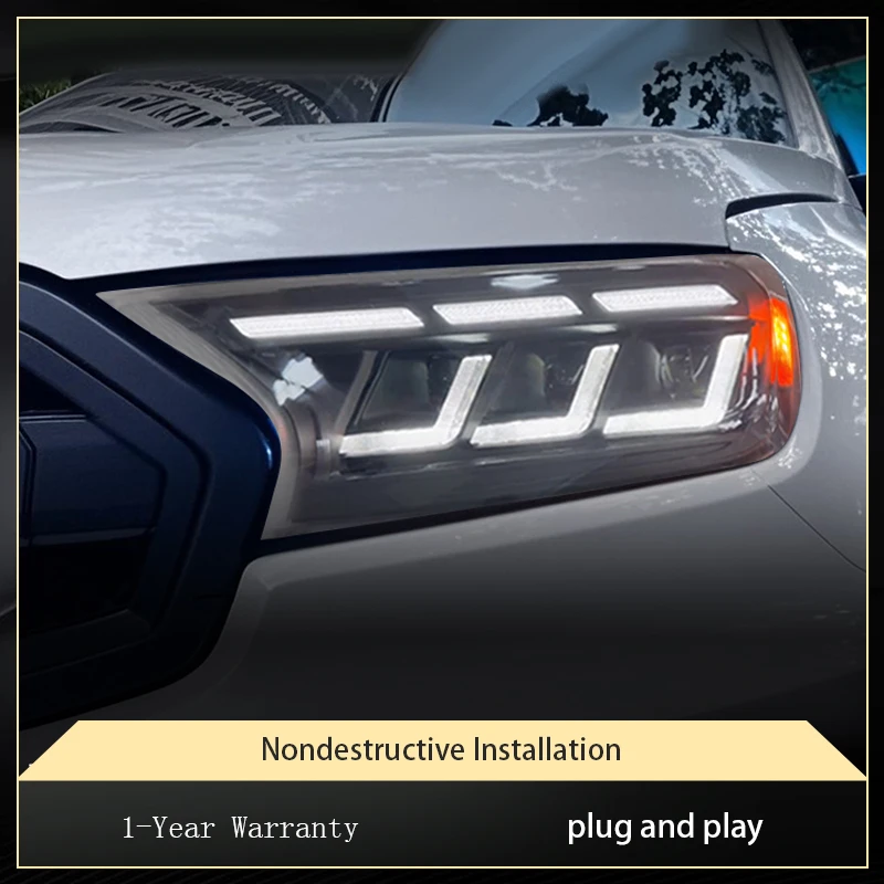 Running Light Auto for Cars 12V Ford Ranger 2015-2022 Headlight LED Drl High Configure Daylight Turning Accessories Front Lamp