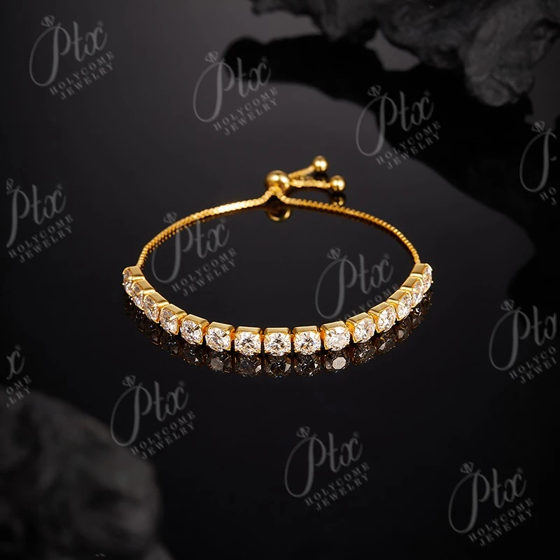 

Adjustable 3-4mm Moissanite Bracelet Necklace Women's Style 925 Silver Fashionable and Popular Holiday Gift Anniversary Gift