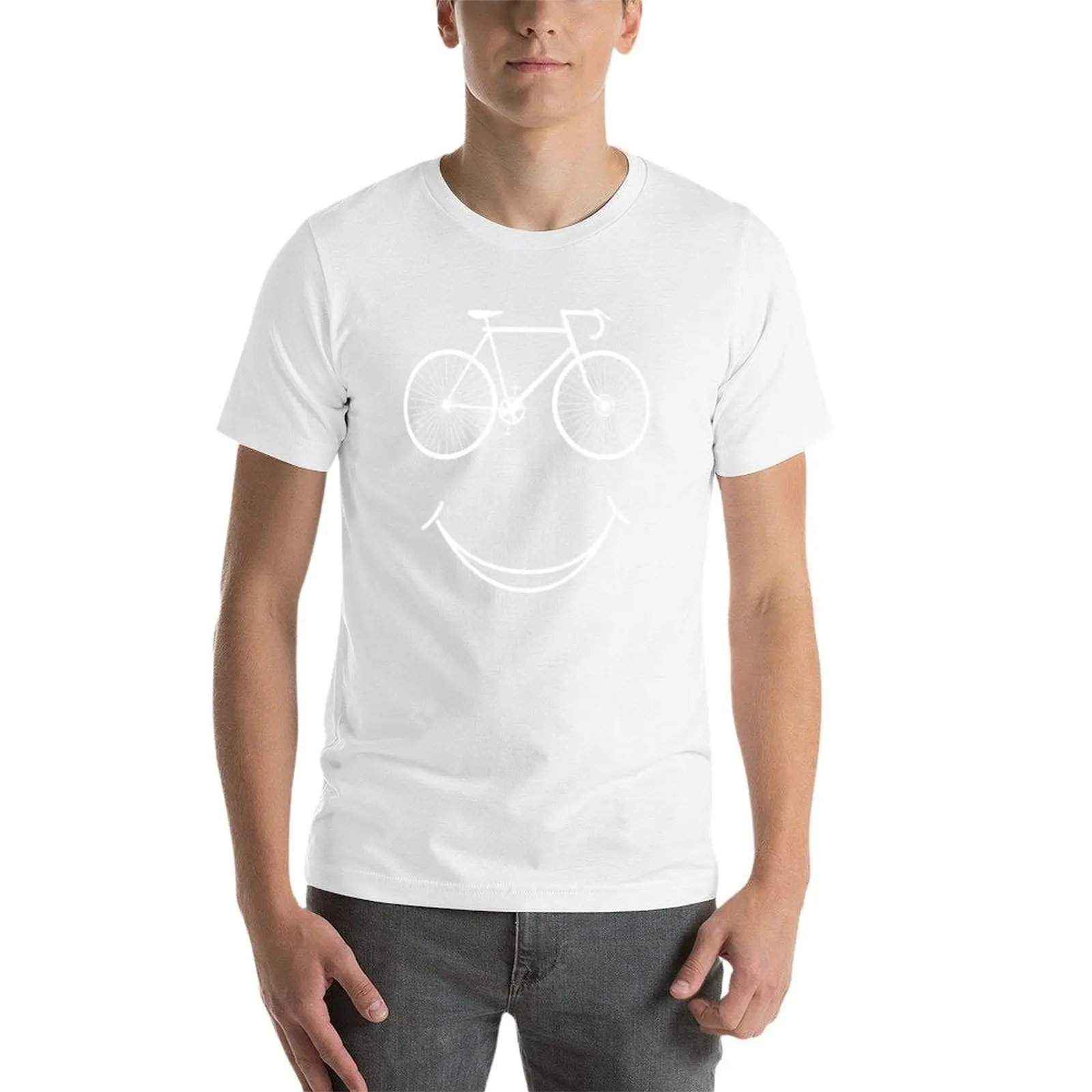 Bike Smile Face Funny MTB Cycling Bicycle themed rider Gift T-Shirt t shirts for man pack white T-Shirt