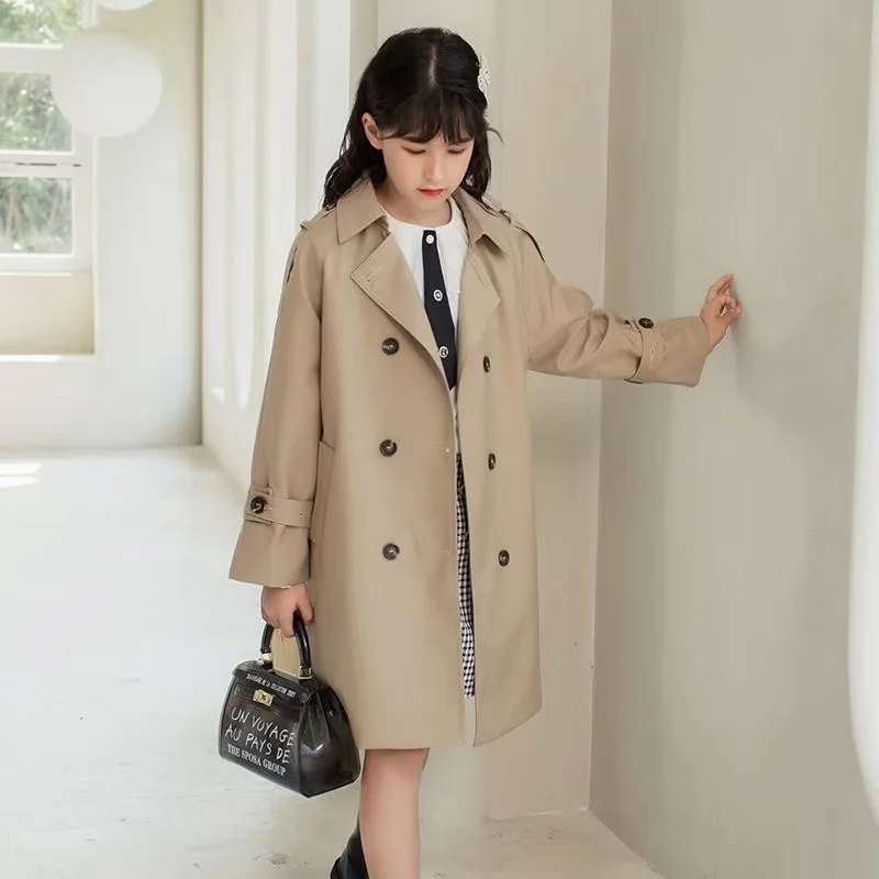 

Girls Trench Coat Jacket Spring Autumn New Children's Coati Parent-child Clothing Middle Large Children's Clothing Long Coat