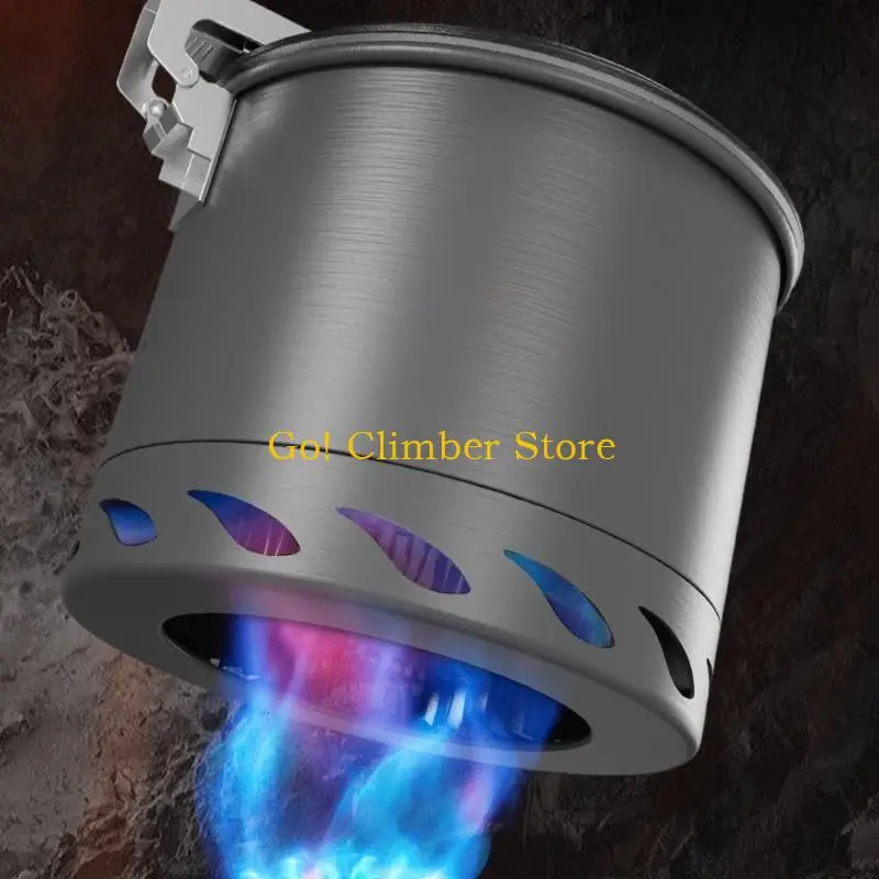 Q84C Portable Aluminum Alloy Backpacking Stove Pot Outdoor Heat Exchange Camping Cooking Pot Cooking Utensils Enduring