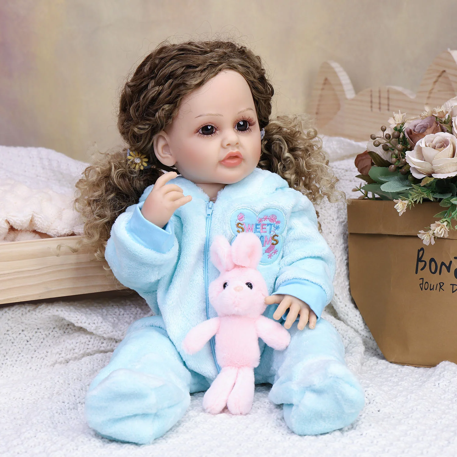 

KEIUMI 22 Inch Realistic Bebe Reborn Dolls Full Body Silicone Vinyl Newborn Girl Doll Princess Toy Christmas Gift