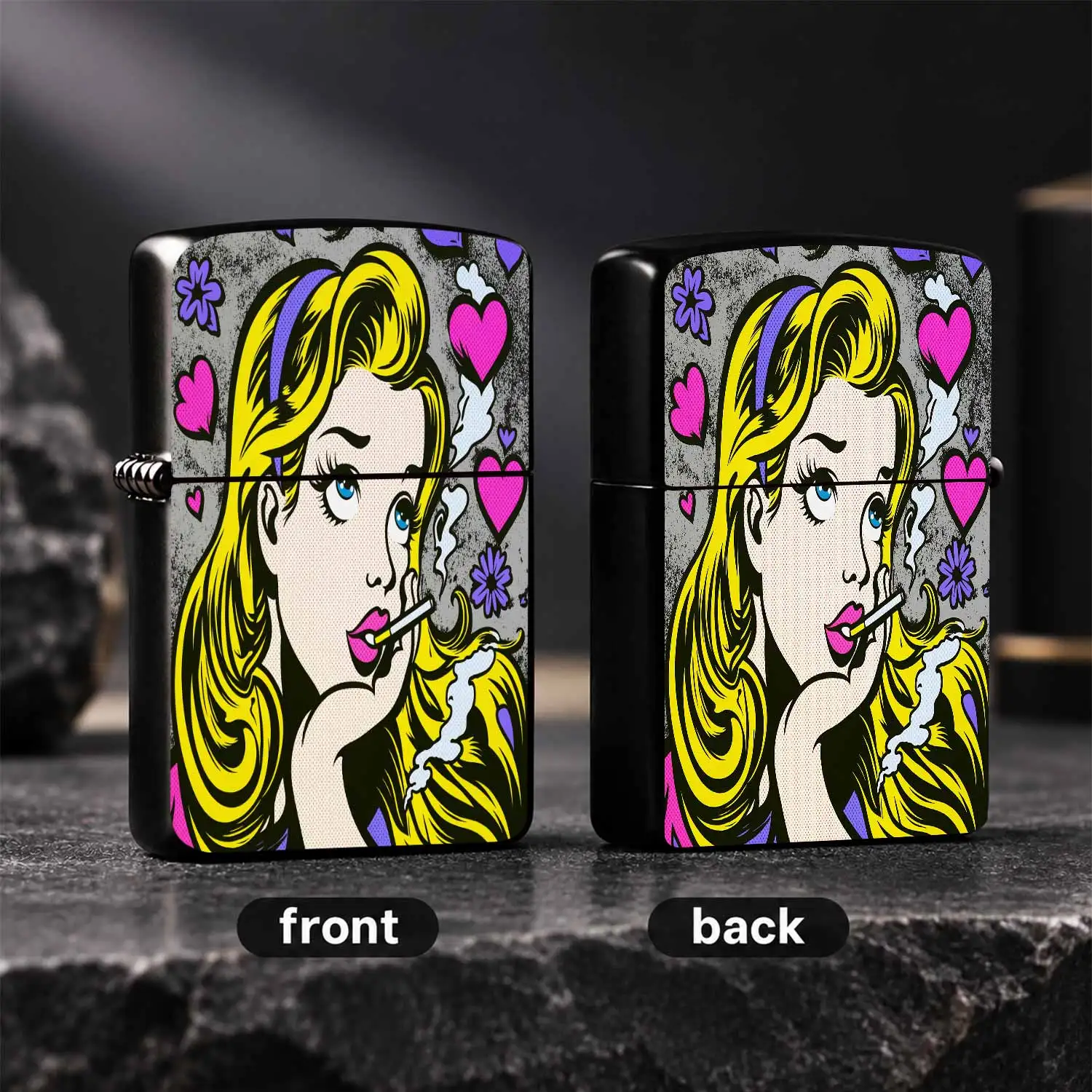 Pop Art Blonde Girl Pattern Lighter, Stylish Retro Comic Style Decorative Lighter, Portable Trendy Accessory For Daily Use, Parties, Gatherings, Perfect Unique Gift Choice For Friends And Art Lovers, Exquisite Eye-Catch A Humorous And Inter