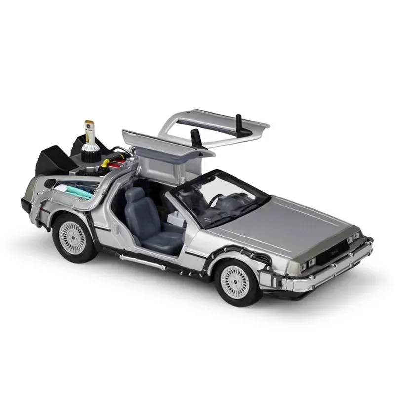 WELLY 1:24 DMC-12 DeLorean Time Machine Back to the Future Car Static Die Cast Vehicles Collectible Model Car Toys