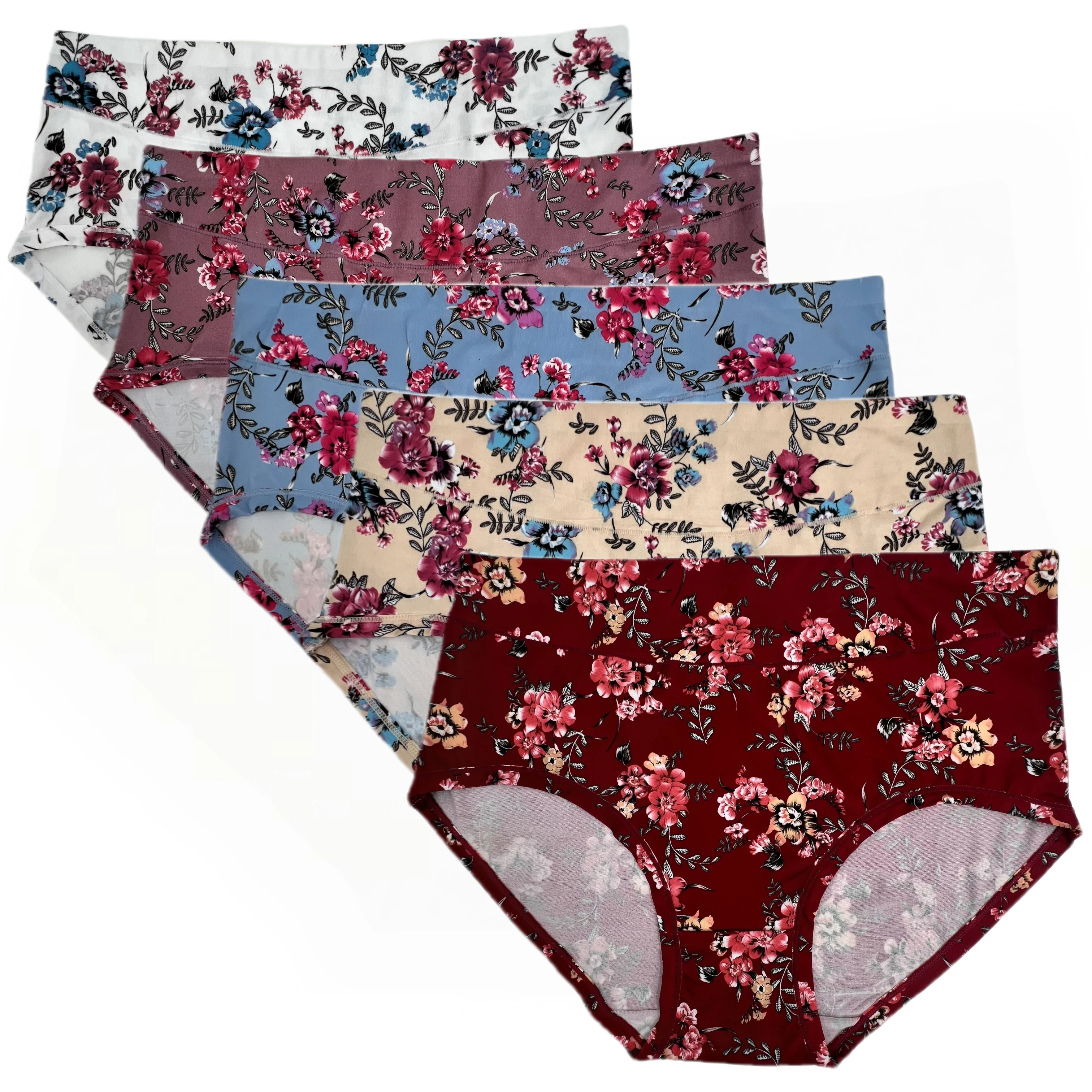 Extra large woman underwear panty floral printed female panties big size women\'s briefs modal women\'s underpants 5pcs/lot