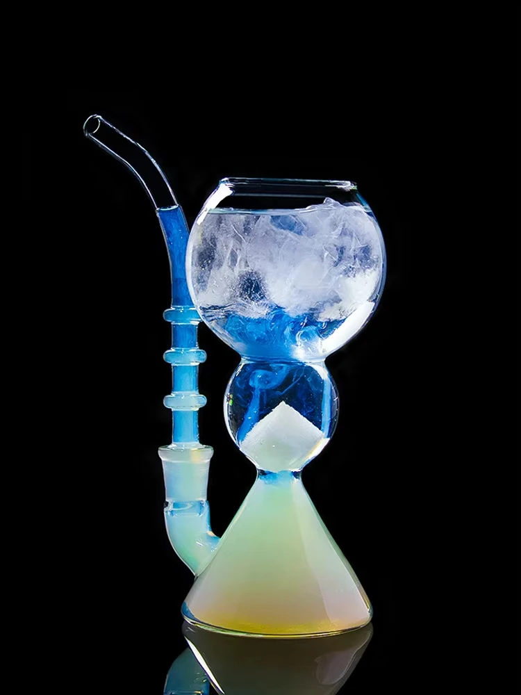 Transparenter ABSinth-Glasbecher mit Strohhalm/Cocktailglas/hitzebeständiger Glasbecher aus hohem Borosilikatgehalt
