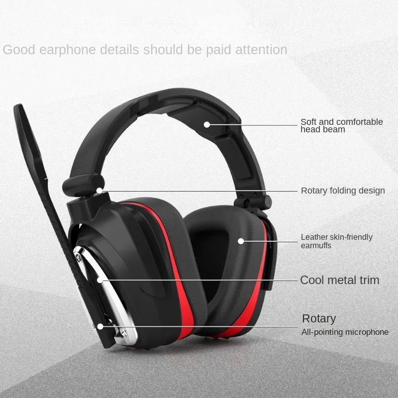 HUHD-K5U Wireless Gaming Headset 2.4G PS4 Headset 7.1 Surround Sound Foldable Easy Ultra-Low Latency Gaming Headset