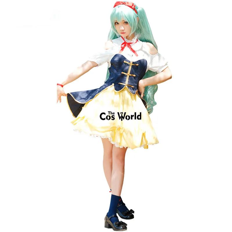 Miku White Snow Tops Skirt Outfit Anime Cosplay Costumes