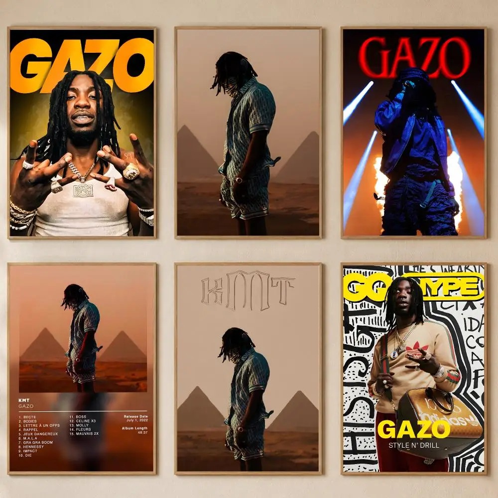 French Rapper Gazo Poster PP Self-Adhesive Bedroom Gaming Cafe/Bar Vintage Aesthetic Decor Ideal Gift