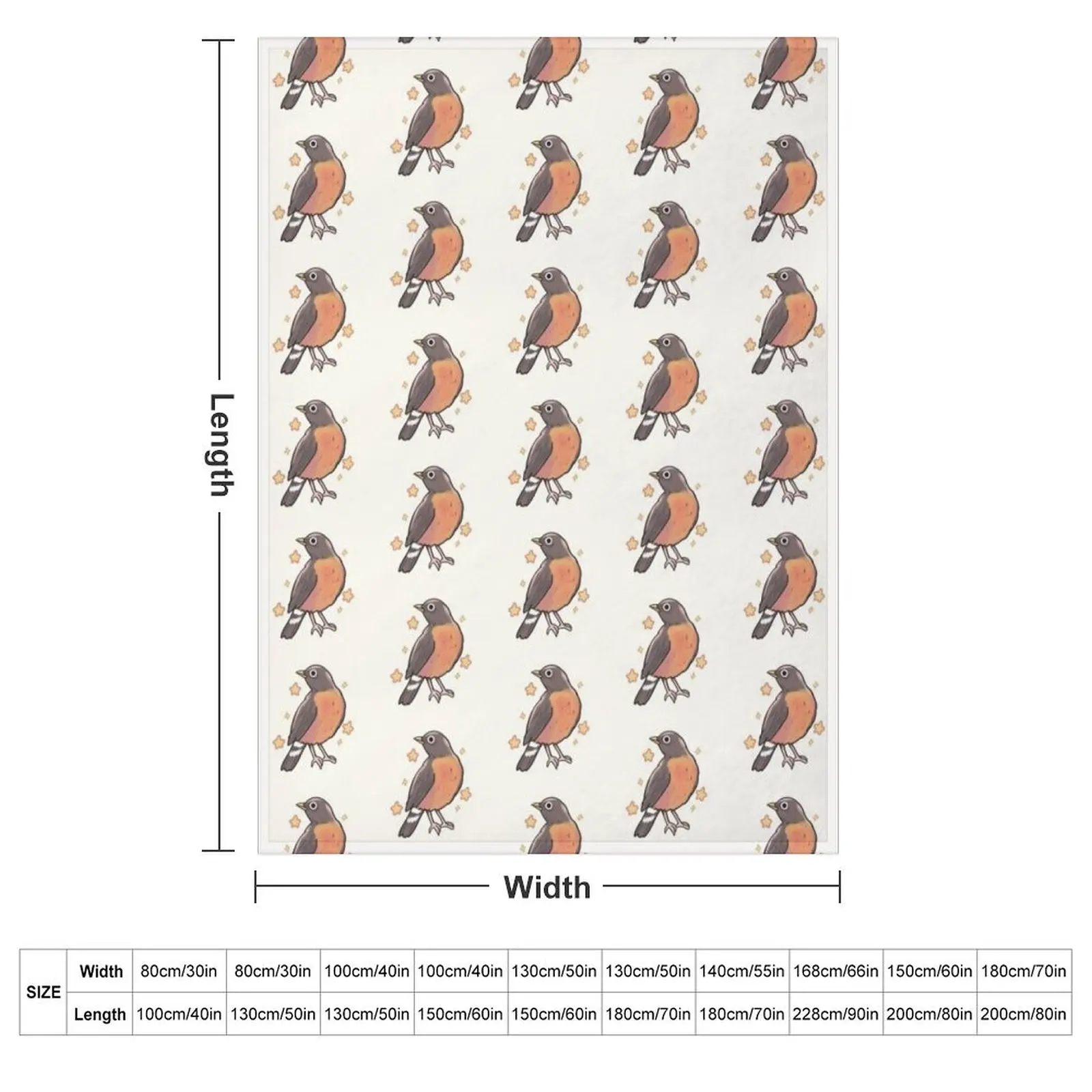 Cute American Robin art Throw Blanket couch cozy soft plush fuzzy picnic outdoor blanket