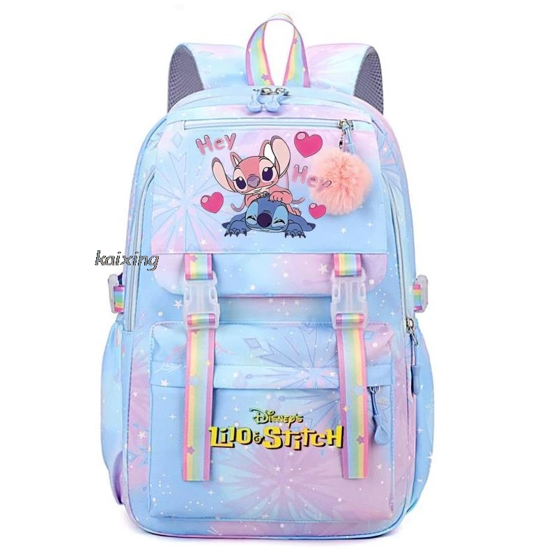 Fashion MINISO Disney Stitch Backpack Boys Girls Kids School Book Bags Women Bagpack Teenagers Canvas Laptop Travel Backpack