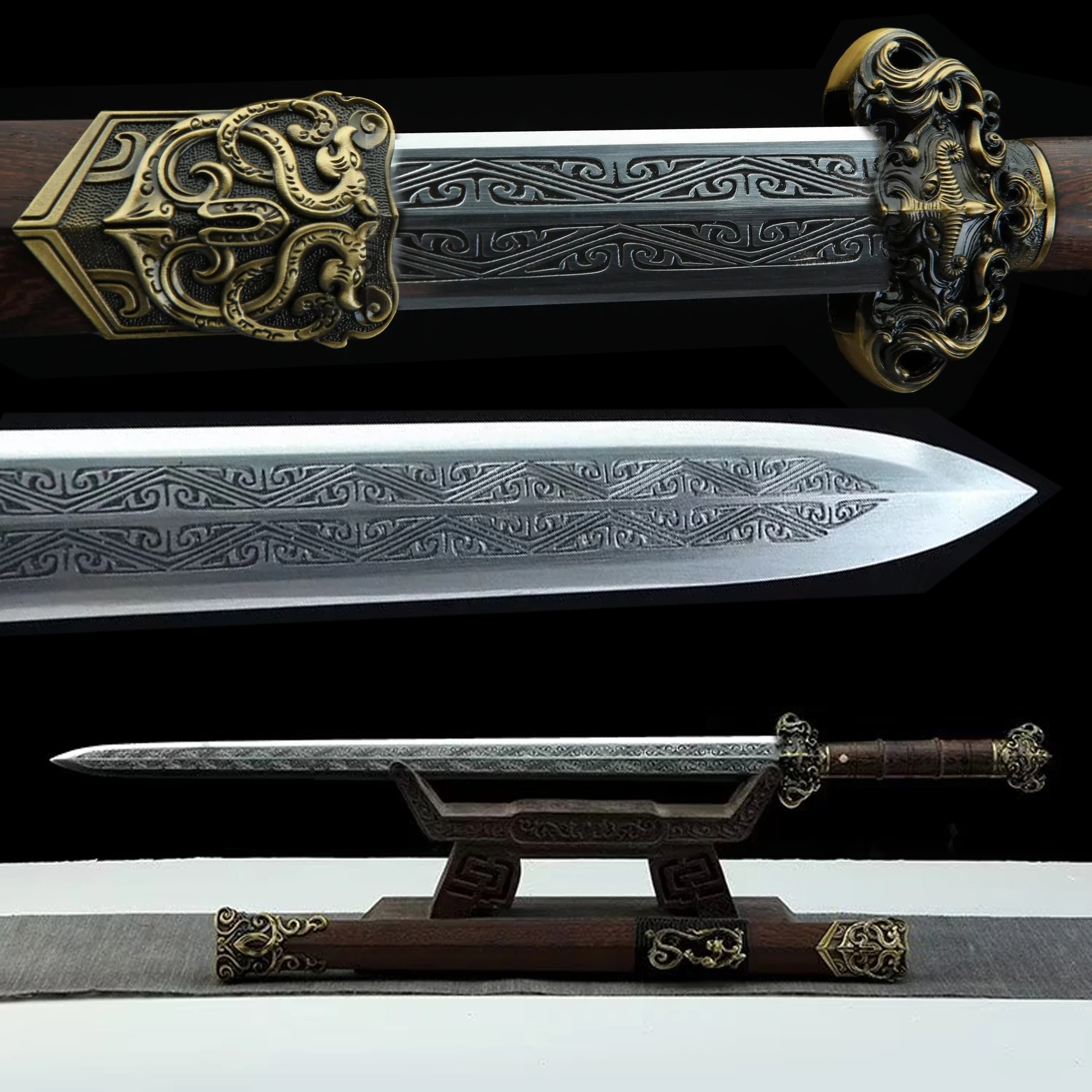 Espada samurái china de artes marciales de Kung Fu de la Edad Media de 82.5 cm, de acero al carbono, afilada, katana, regalo del Caballero Ninja, hermosa.