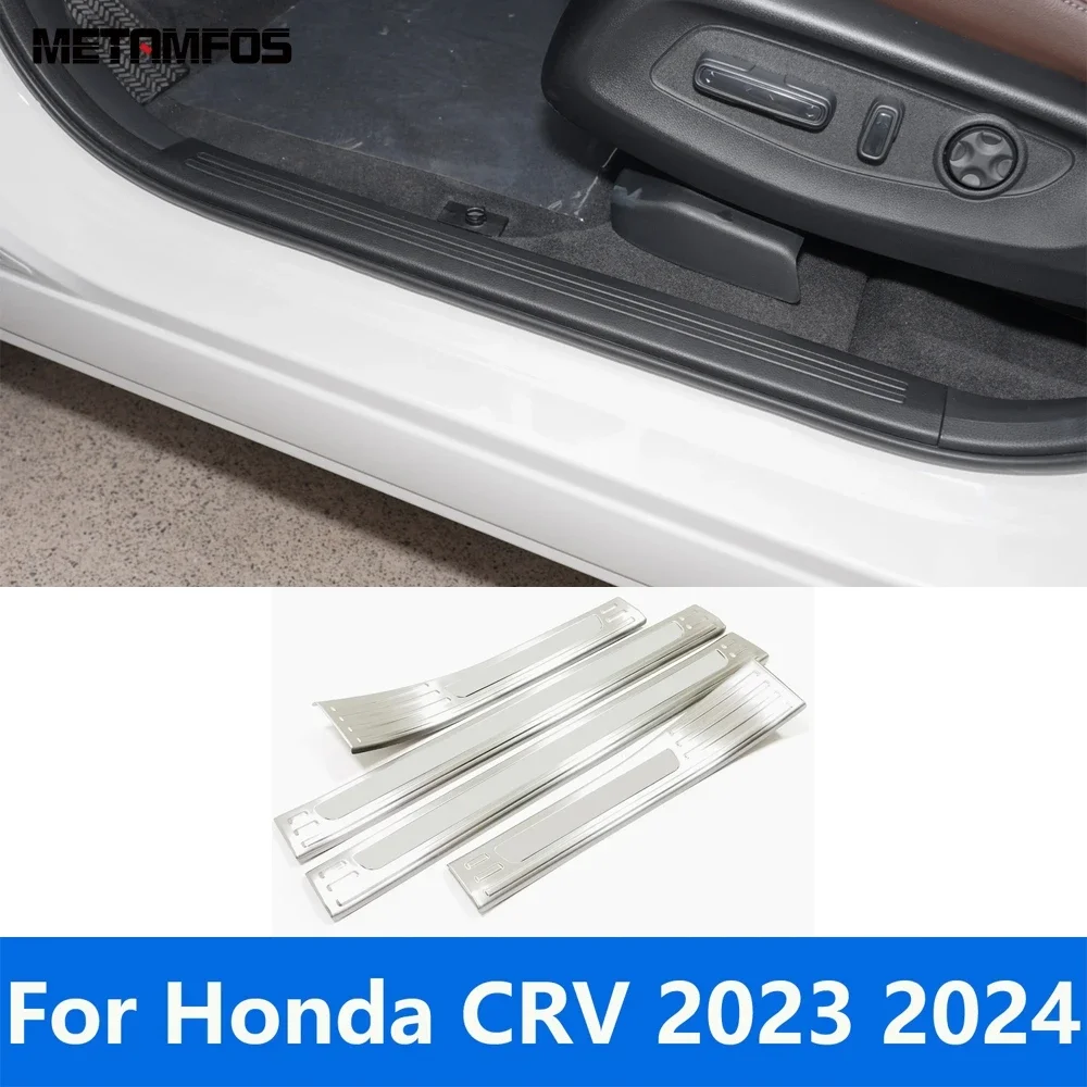 Door Sill Scuff Plate For Honda CR-V CRV 2023 2024 Stainless Steel Welcome Pedal Entry Guard Protector Accessories Car Styling