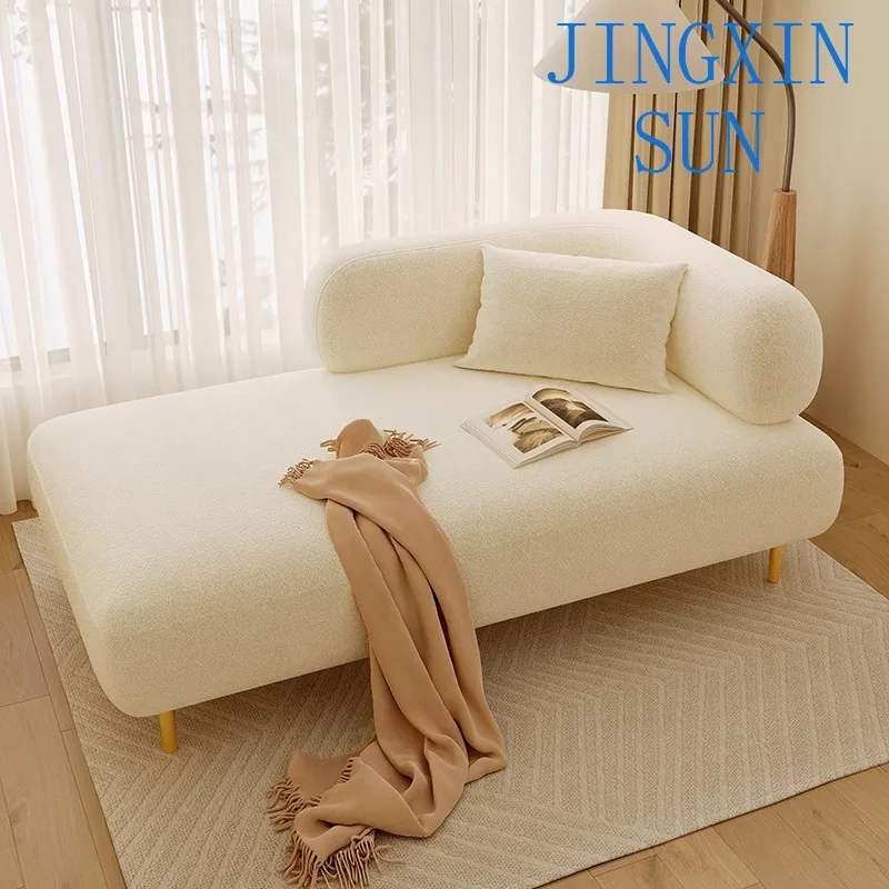 Nordic small apartment living room bedroom lamb wool bed and breakfast hotel balcony lazy sofa