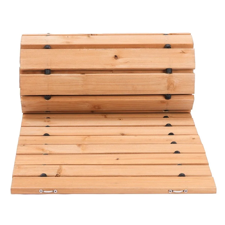 Wooden Garden Pathway 8 ft L x 17 in W Non-Slip Straight Roll Out Cedar Outdoor Walkway with Wire Rope Connection Decorative Ga