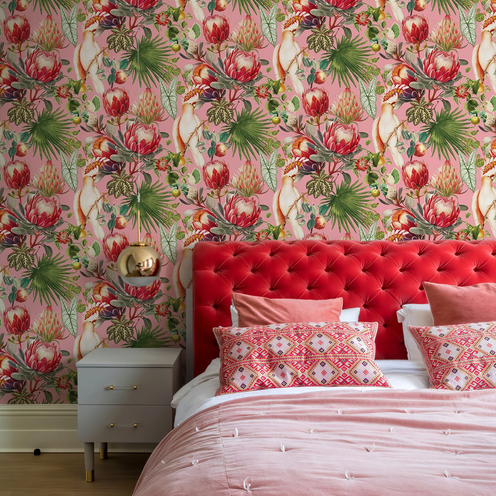 Pink Monarch Flower Classic Room Decor Wallpaper Chic Great Flower Vinyl Wall Decoration Peel And Stick Vinyl Cabinet Sticker