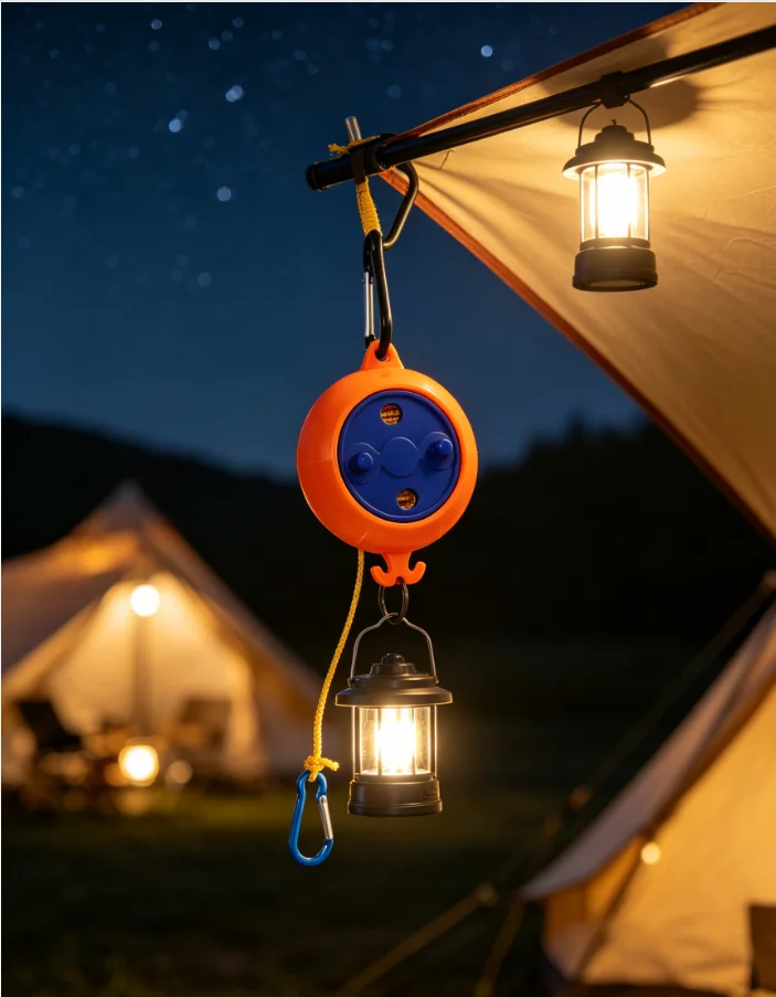1 Stück tragbare, einziehbare Wäscheleine für den Außenbereich, ideal für Reisen, Camping und Hotels, winddicht, rutschfest, 10 m, Wäscheaufhänger, Trocknungsseil, Zubehör. – Detail 5