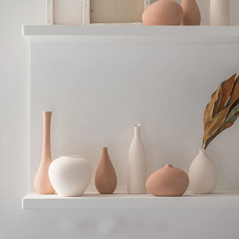 Unglazed Ceramic Vase Nordic Minimalist, Creative DIY Pottery for Home Decor, White Bisque Flower Holder Photo Prop