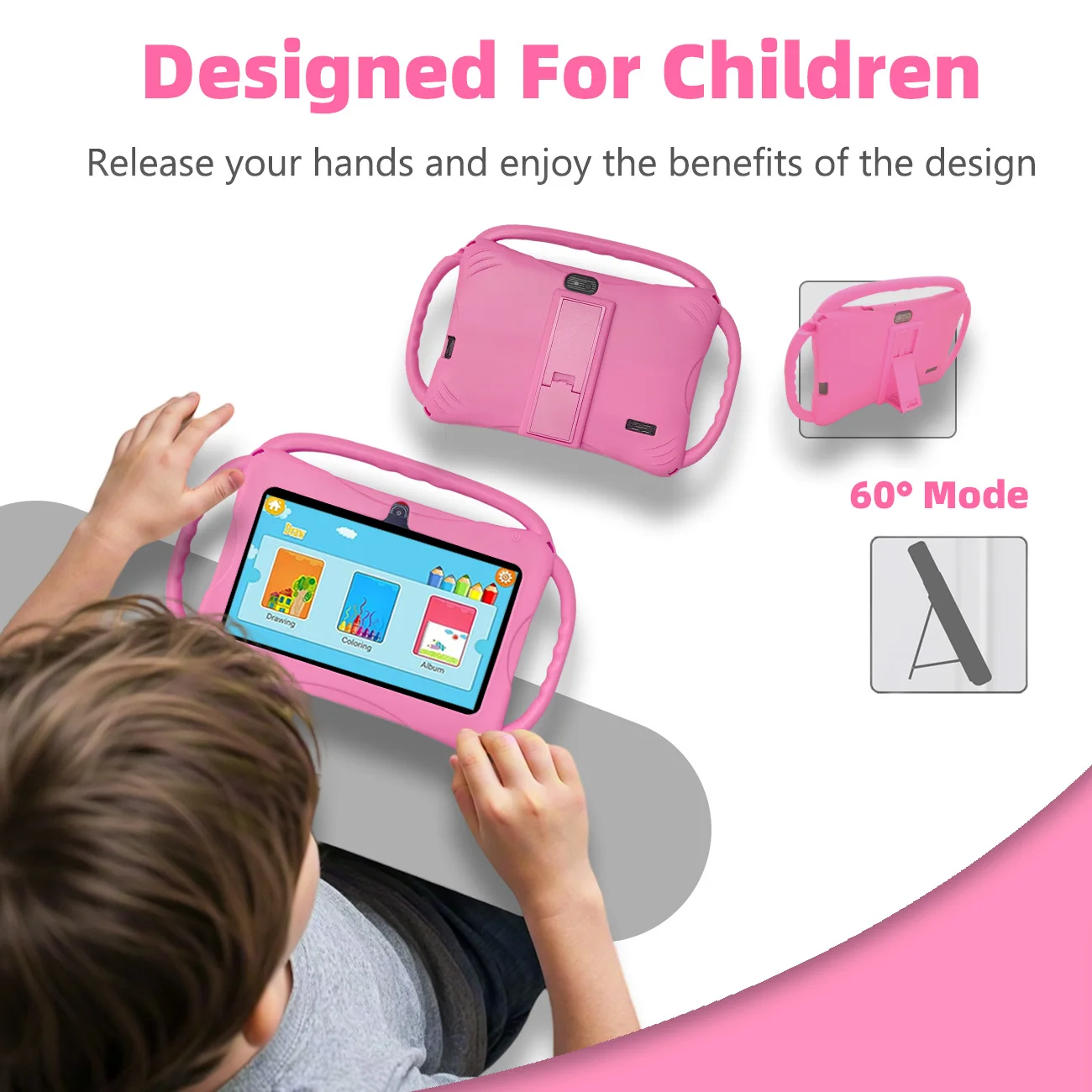Tableta para niños de 7 pulgadas Android12, WiFi, batería de 3000mAh, cámara Dual, tableta educativa para niños y niñas, regalo para niños