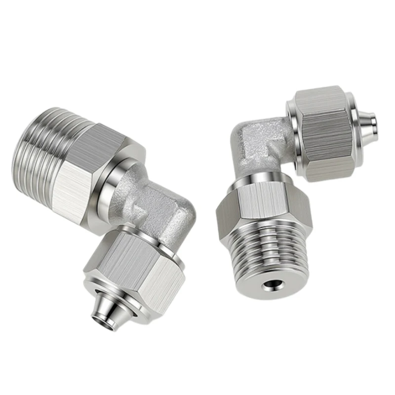 5Pcs 304 Stainless Steel PL Push In Fitting Pneumatic Elbow Male Thread Air Tube Quick Connector PL4-M5 PL6-01 PL8-02 PL10-03