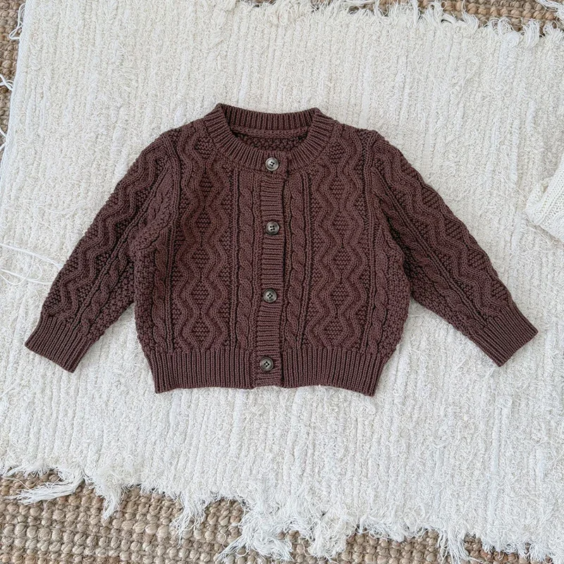 ربيع جديد 2026 على الطراز الكوري لحديثي الولادة والأولاد والبنات سترة معطف للأطفال الصغار سترة منسوجة معطف 0-3 سنوات ملابس أطفال #3