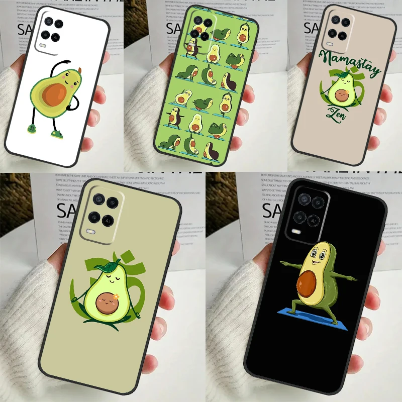 Avocado Yoga Funny Pattern For OPPO A17 A77 A58 A78 A98 A15 A5 A9 A96 A76 A16 A54 A74 A94 A52 A72 A79 A57S A53S Case