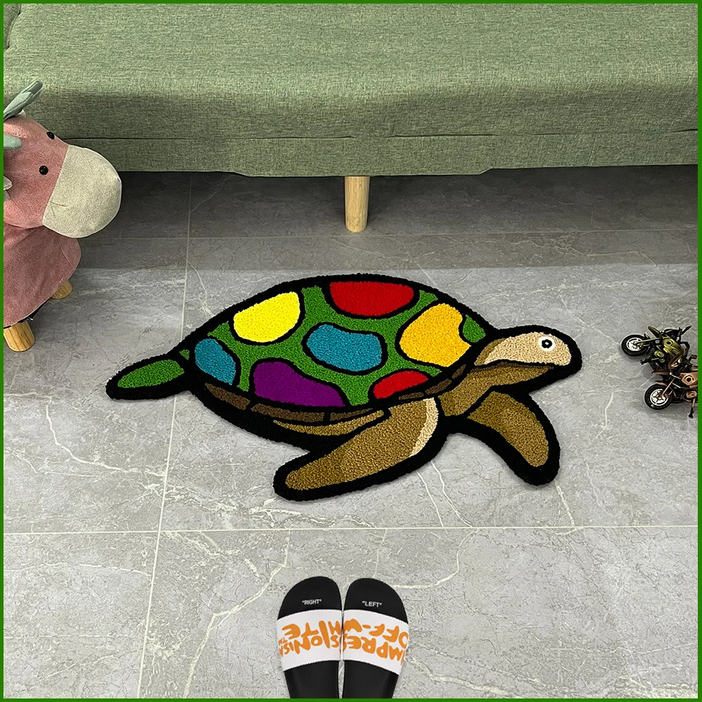 3D Sea Turtle Embroidery Carpet for Living Room Home Decor Sofa Table Area Rug Bedroom Anti-slip Floor Mat Bath Entrance Doormat