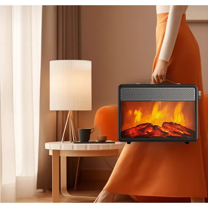 New Design 3D Simulation Flame Knob Control PTC Metal Freestanding Desktop Portable Flame Display Overheat Protection Energy