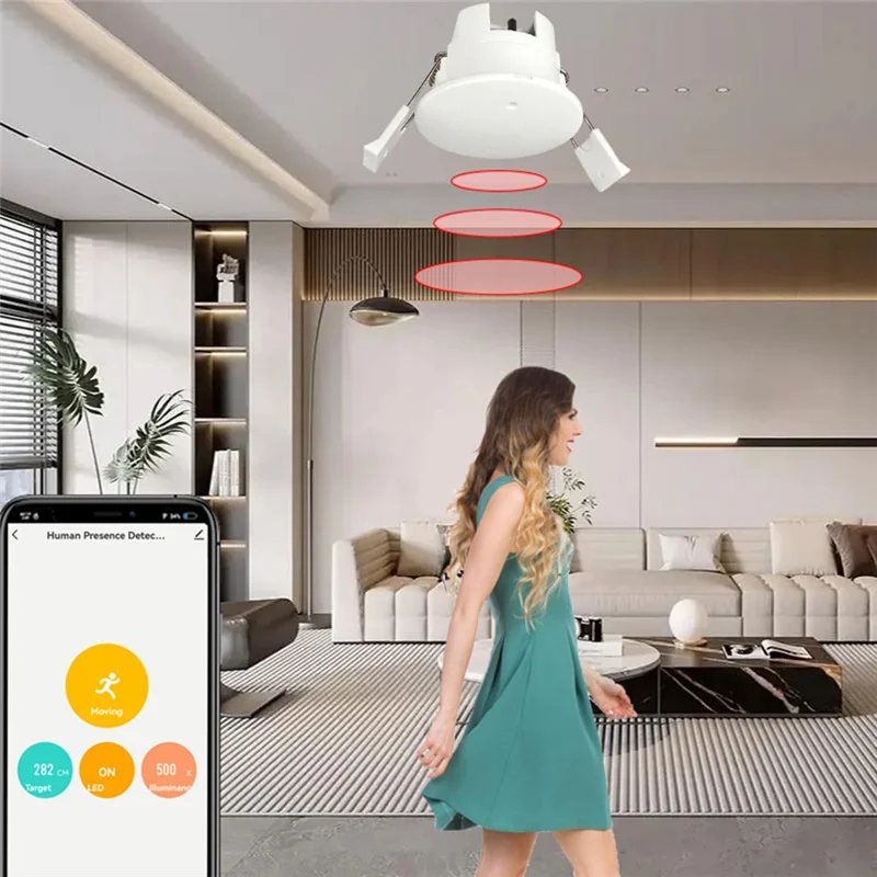 Tuya Smart Life Wifi Millimeter Wave Radar 24Ghz Human Presence Motion Sensor Luminance Detector App Monitor 80-250VAC-New