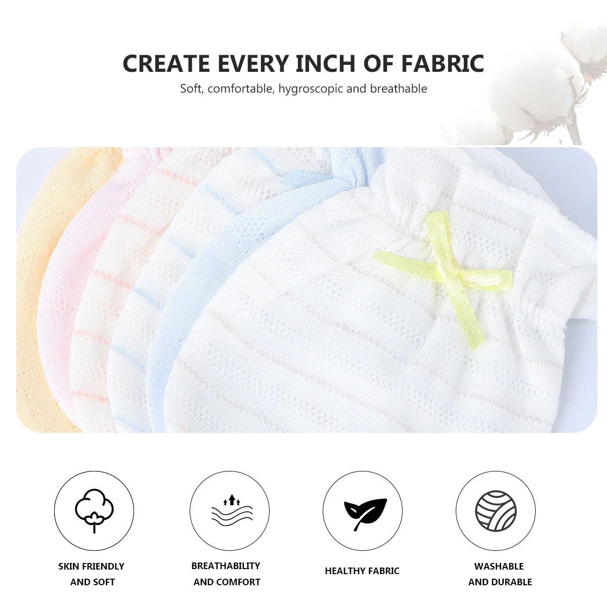 

6 пар детских перчаток против царапин, защитные варежки из чистого хлопка для новорожденных, мягкие дышащие перчатки против истирания