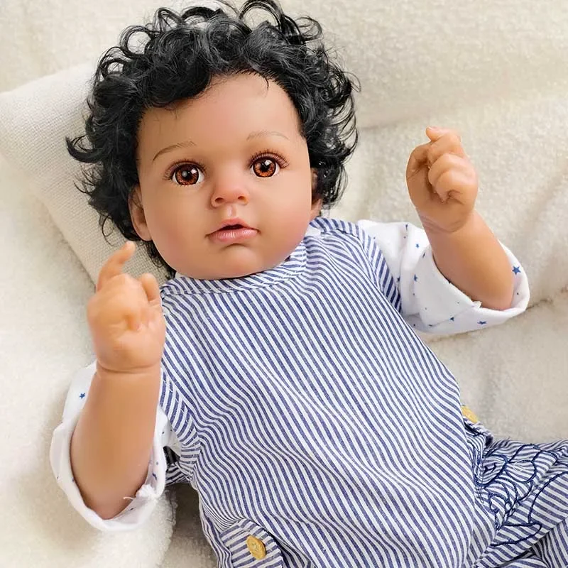 55 ซม.ผิว Arianna ตาสีน้ําตาลทารกแรกเกิดตุ๊กตาเด็กทารกสําหรับเด็กวันเกิด Xmas ของขวัญ