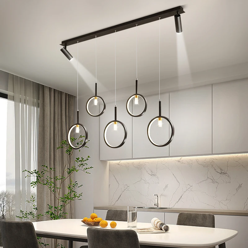 lustre led estilo minimalista em preto projetor de teto design moderno sala de jantar cozinha e quarto 01