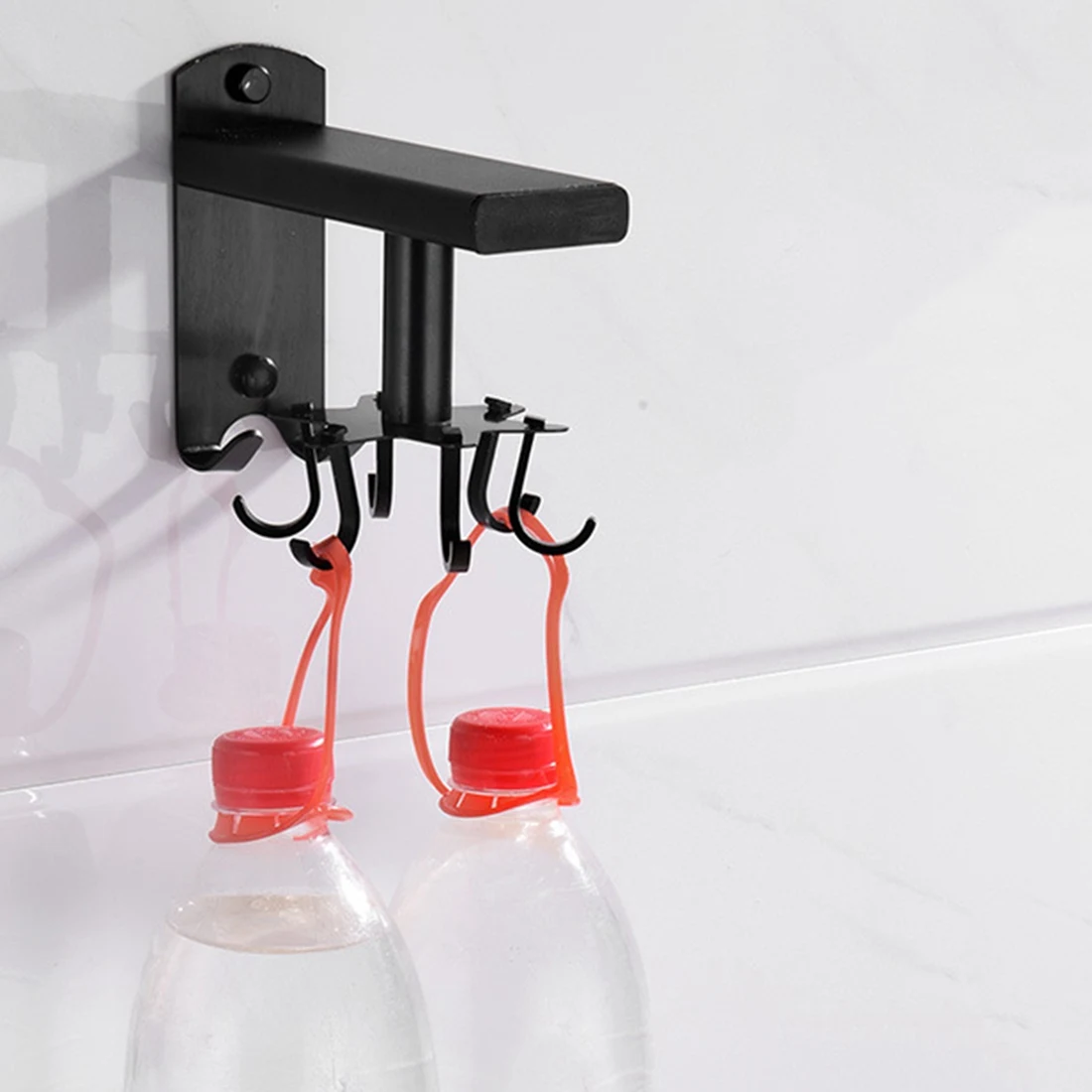 Multifunctional Tableware Rack Retractable No Drill Storage Rack Space Aluminum Kitchen Hook Rotating Kitchen Storage