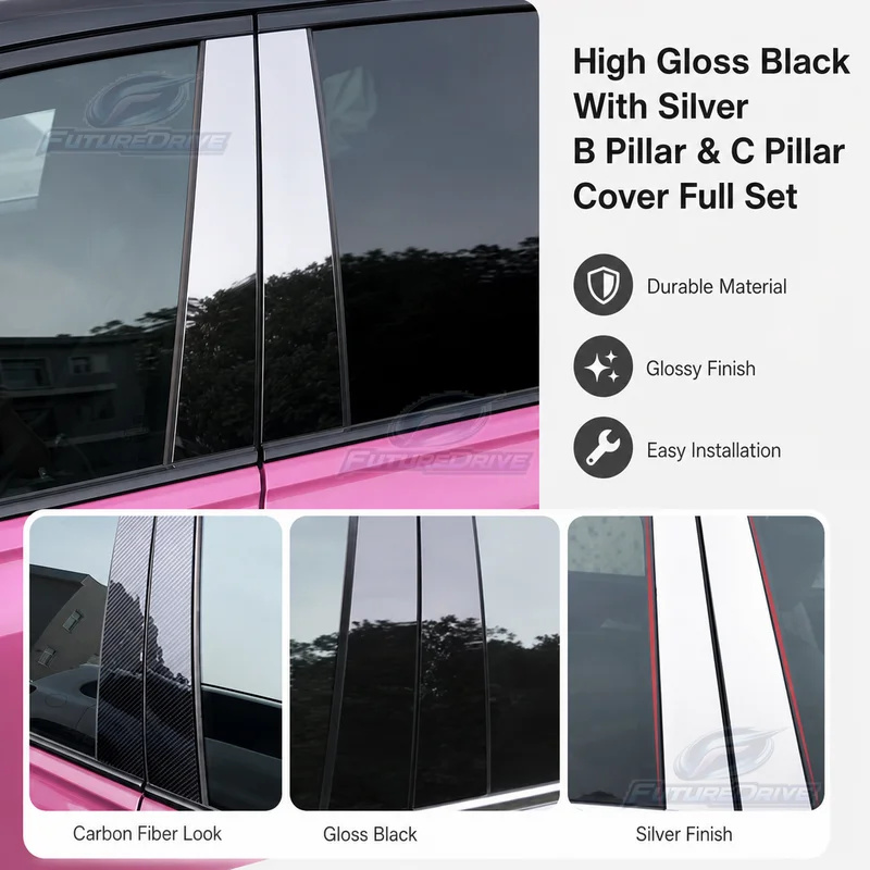 8Pcs Glossy Black Carbon Fiber Car Door Window BC Pillar Post Cover Trim Sticker For Nissan X-Trail T31 2008-2012 Parts - view 5