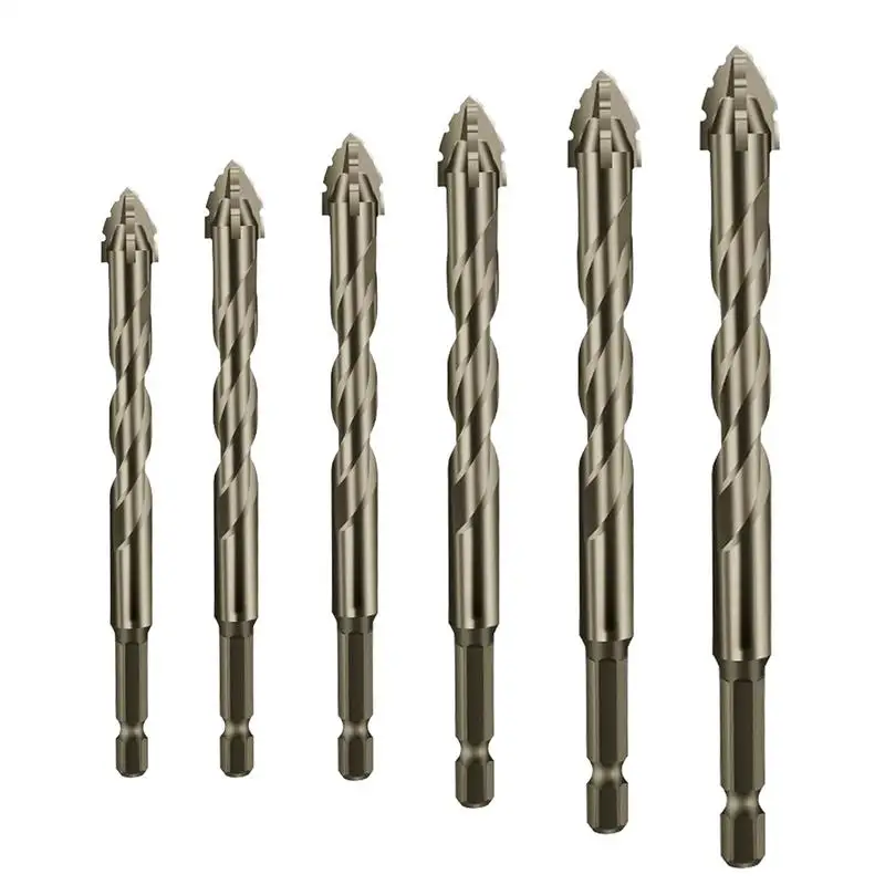 Four-Edged Serrated Eccentric Drill Bit Set High Hardness Hexagonal Simple Installation Multifunction Skewed Head Drill Bit Set