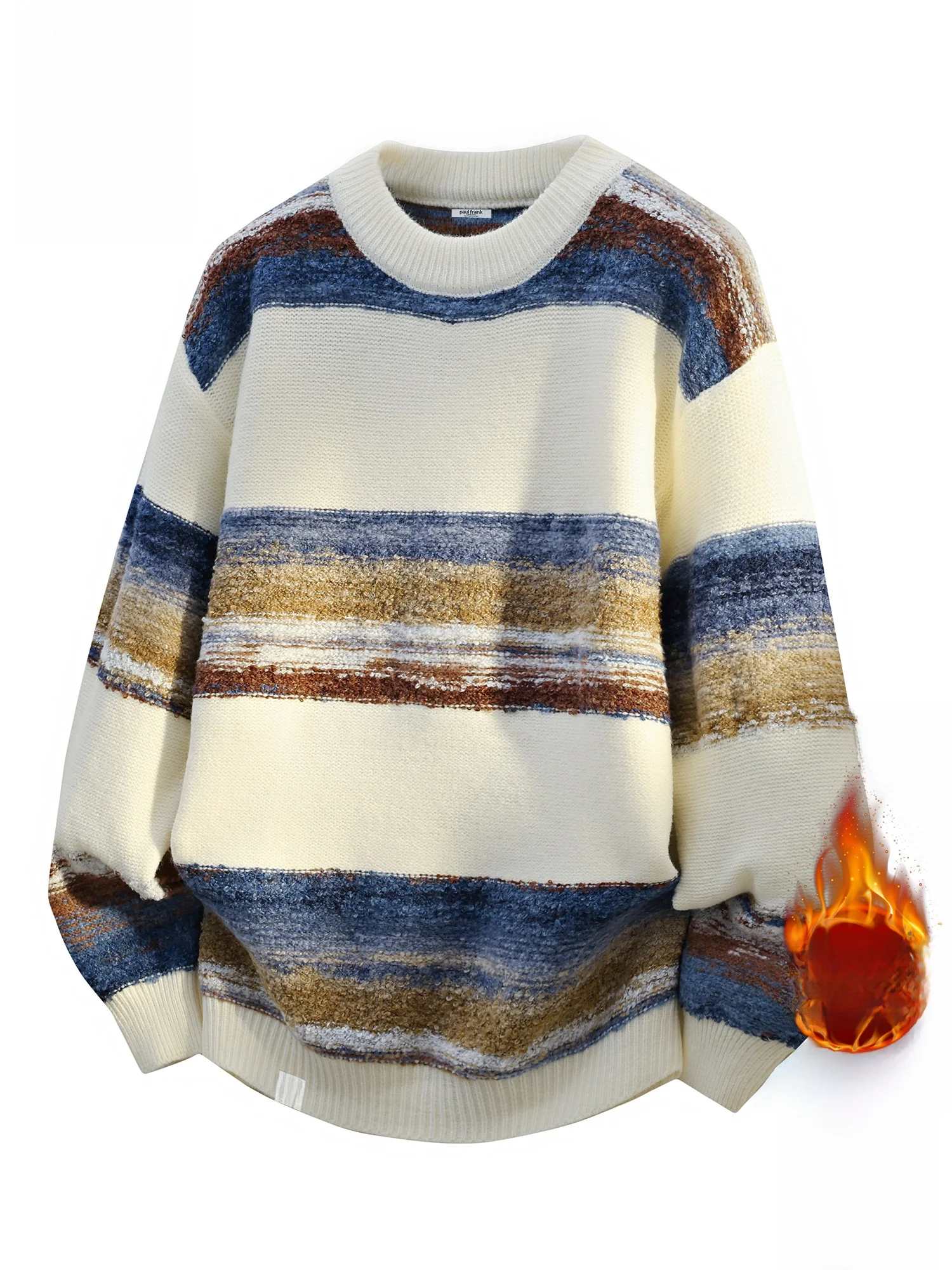 

PaulFrank Retro round Ne Knitted Sweater Men's Autumn Winter Loose New Thiened Fce Couple Sweaters Casual Sle