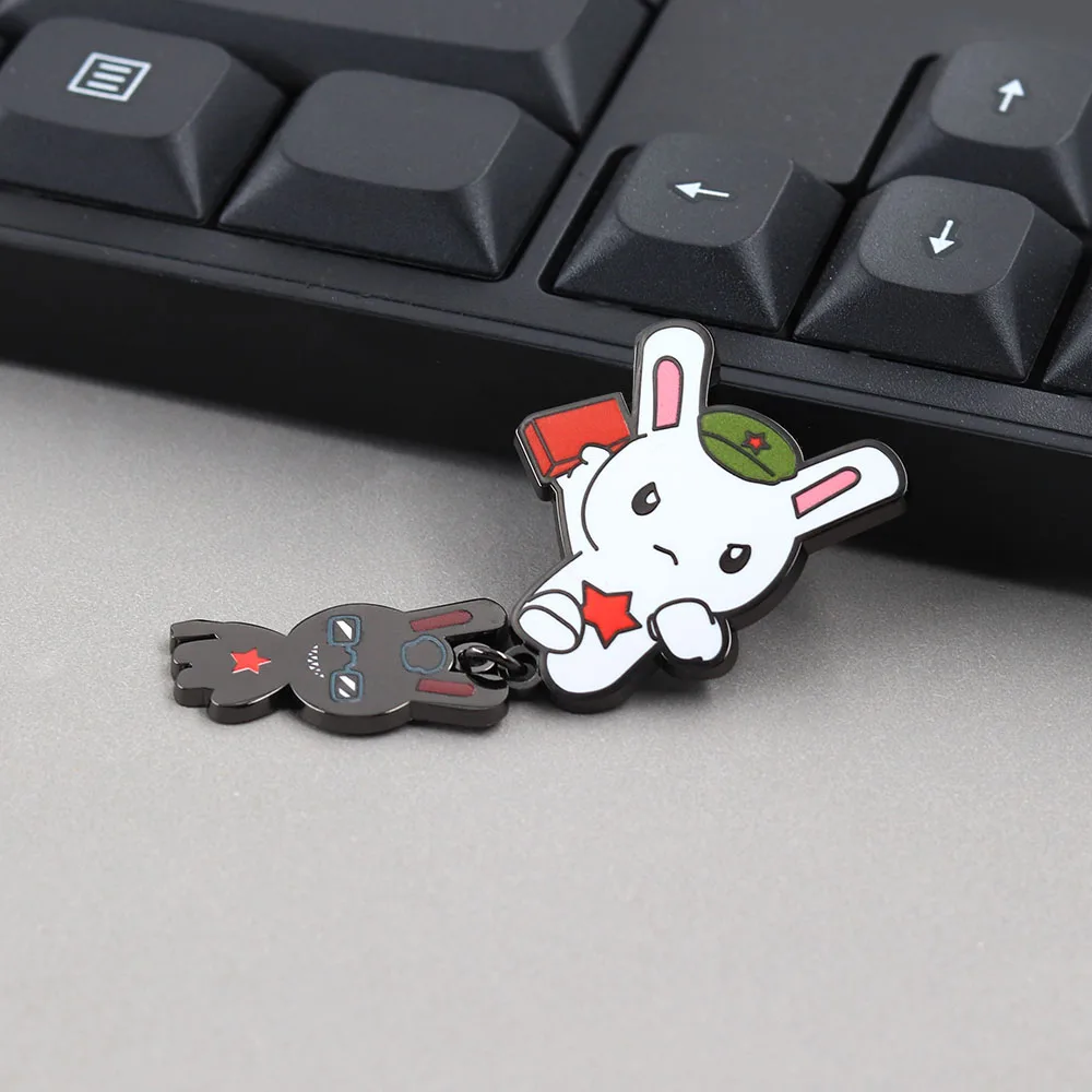 Year Hare Affair Doppelhase Emaille-Pin Roter Stern Cartoon-Hase Anstecknadel Anime-Brosche für Kleidung Rucksack Dekoration Fangeschenk – Detail 6