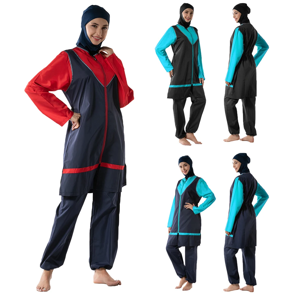 

Women Muslim Bathing Suit Hijab Swimsuit Beachwear Swimwear Full Cover Burkini Sport Swimming Suit Conservative Maillot De Bain