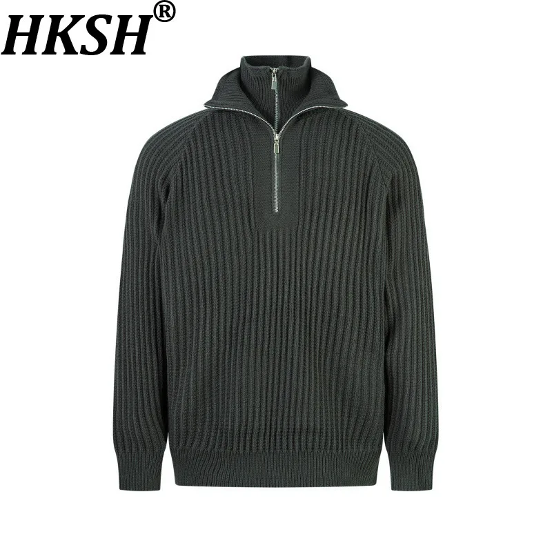 HKSH خريف شتاء رجل جديد تصميم مزدوج الطبقات طوق سحابات محبوك سترة بلون موضة سميكة الدافئة البلوفرات HK13997 #1