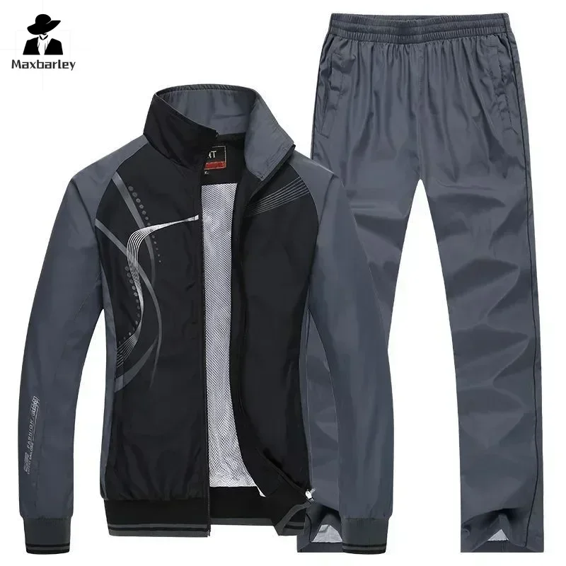 

Men's Sportswear suit 2024 Autumn Casual College Zipper Jacket + Pants 2-Piece Set Young Male Fashion Printed Running Clothing