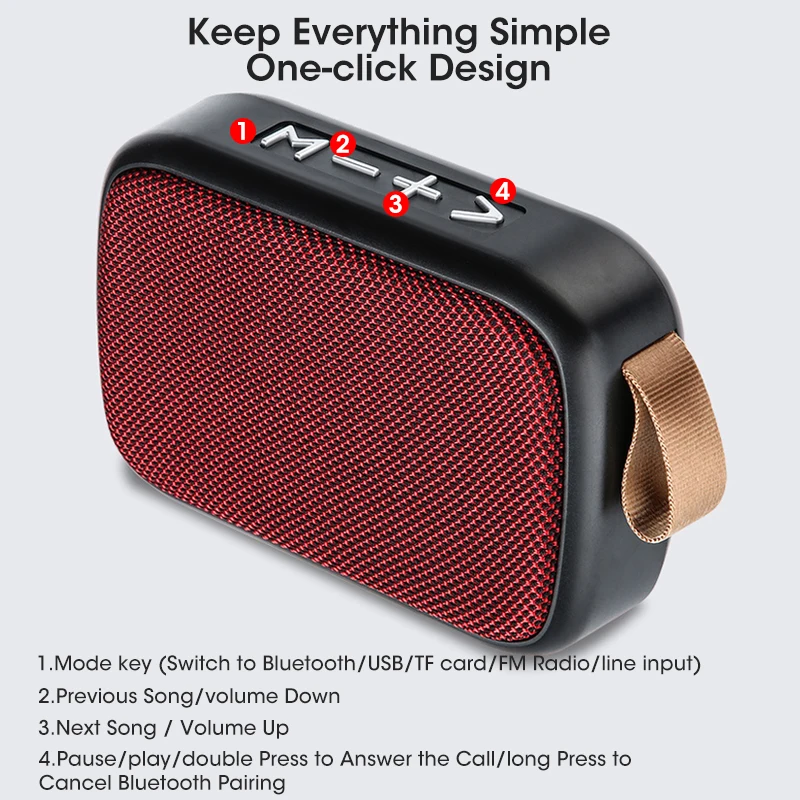 Gtwoilt Wireless Bluetooth Speaker Outdoor FM TF Card U Disk Audio Creative Portable Mini Subwoofer Gift Wireless Speakers G2