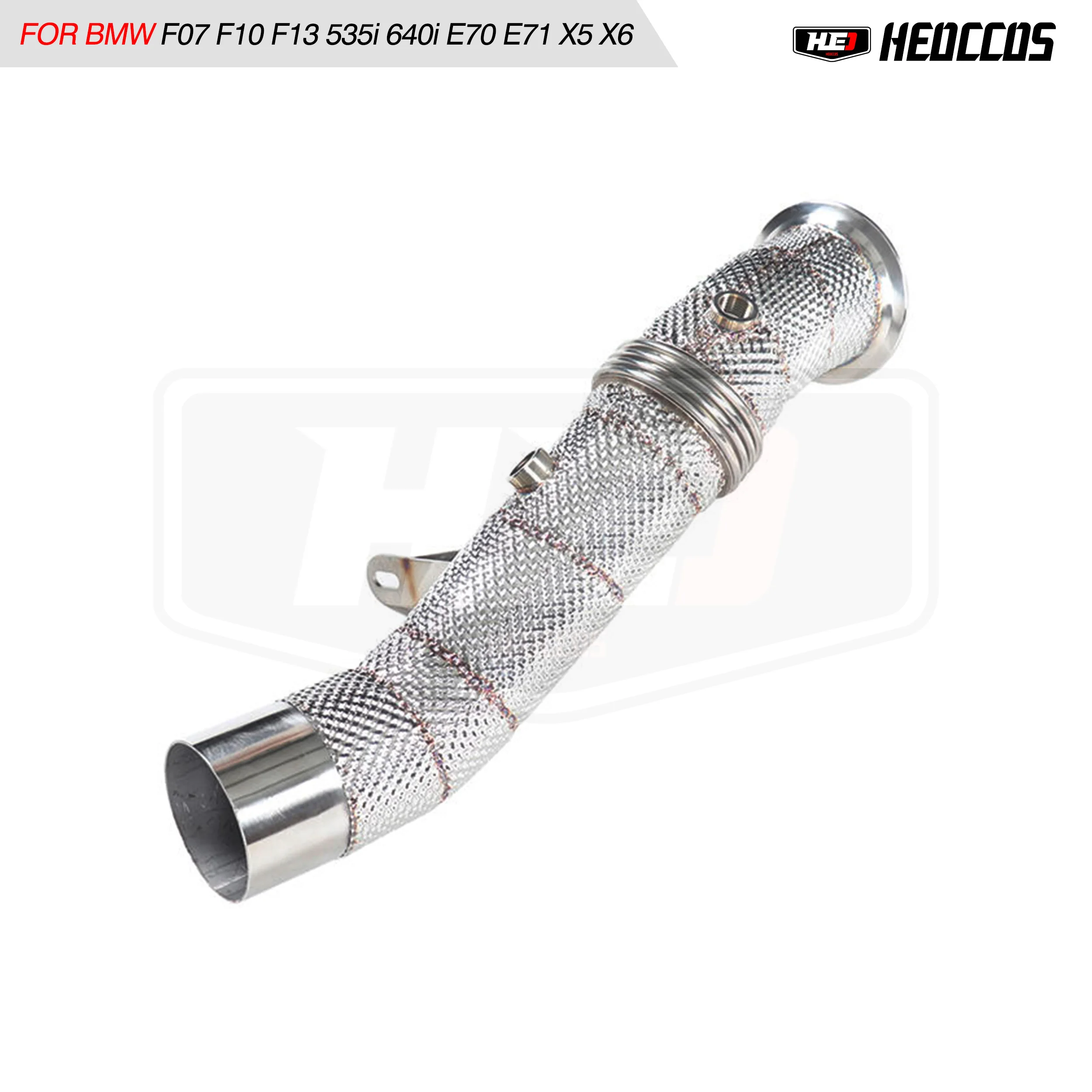 HEO SUS 304 exhaust downpipe For BMW F07 F10 F11 F12 F13 535i 640i E70 E71 X5 X6 Downpipe wihcat