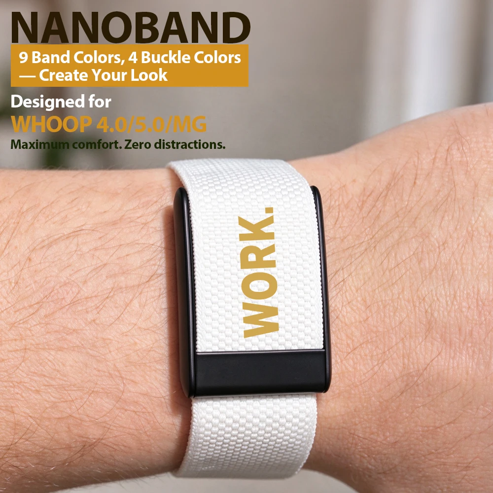 For WORK Print Modern Inspirational Logo Whoop 4.0 5.0 MG Replacement Sports Wristband Band Nylon Elastic Straps Metal Frame