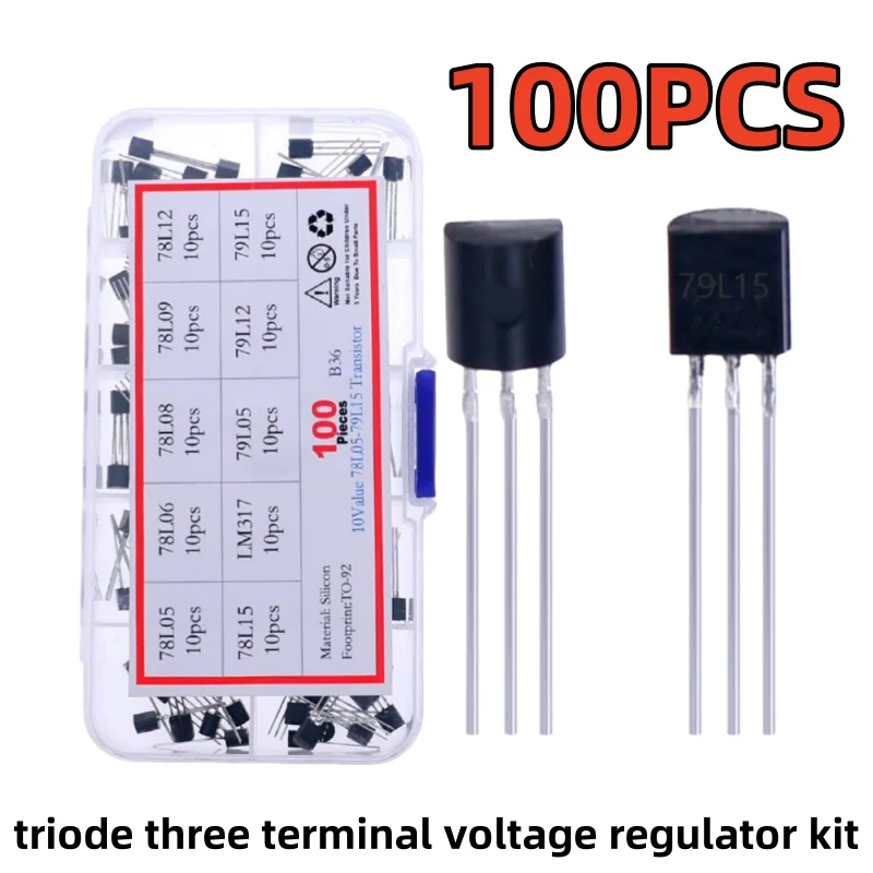 100PCS 10values * 10PCS TO-92 triode three terminal voltage regulator kit 78L05 78L06 78L08 78L09 78L12 78L15 LM317 79L05 79L15