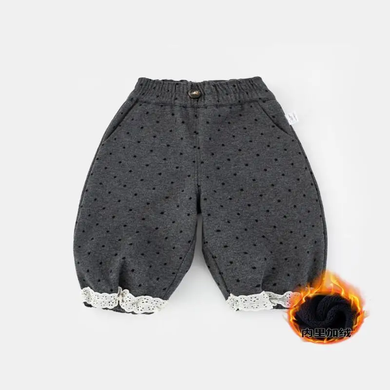 طفل الفتيات الجينز الدافئة الخريف الشتاء السراويل بلون بنطال ذو قصة أرجل واسعة ملابس الأطفال مريحة 1-3 سنة جديد عصري #3