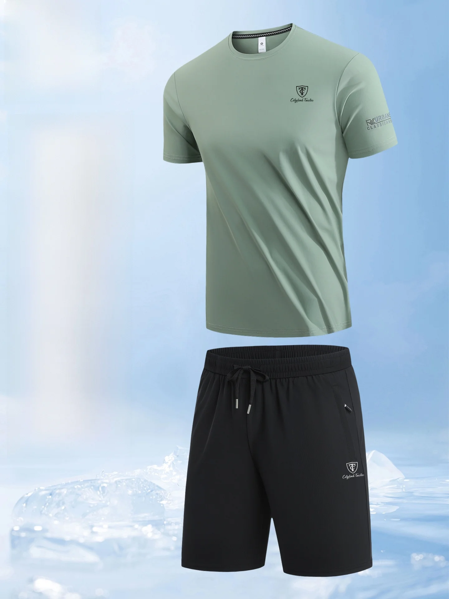 

Lincoln Ice Silk Qui Dry Breathable Sports Running Fitn ort Sve T-irt Men's Set Lightweight Comfortable Casual Hanfu