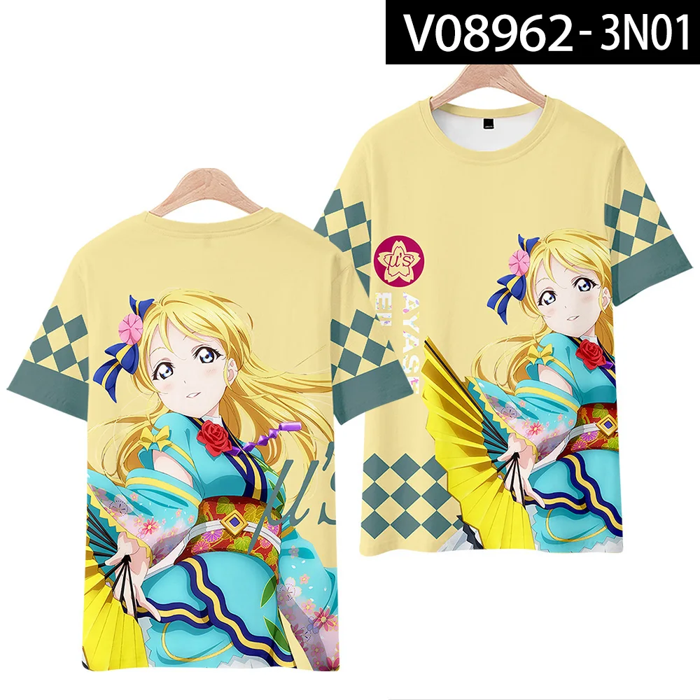 Amor Ao Vivo! Lovelive escola idol projeto 3d t camisa das mulheres dos homens kotori eli rin umi maki hanayo nozomi camisetas gráficas traje cosplay