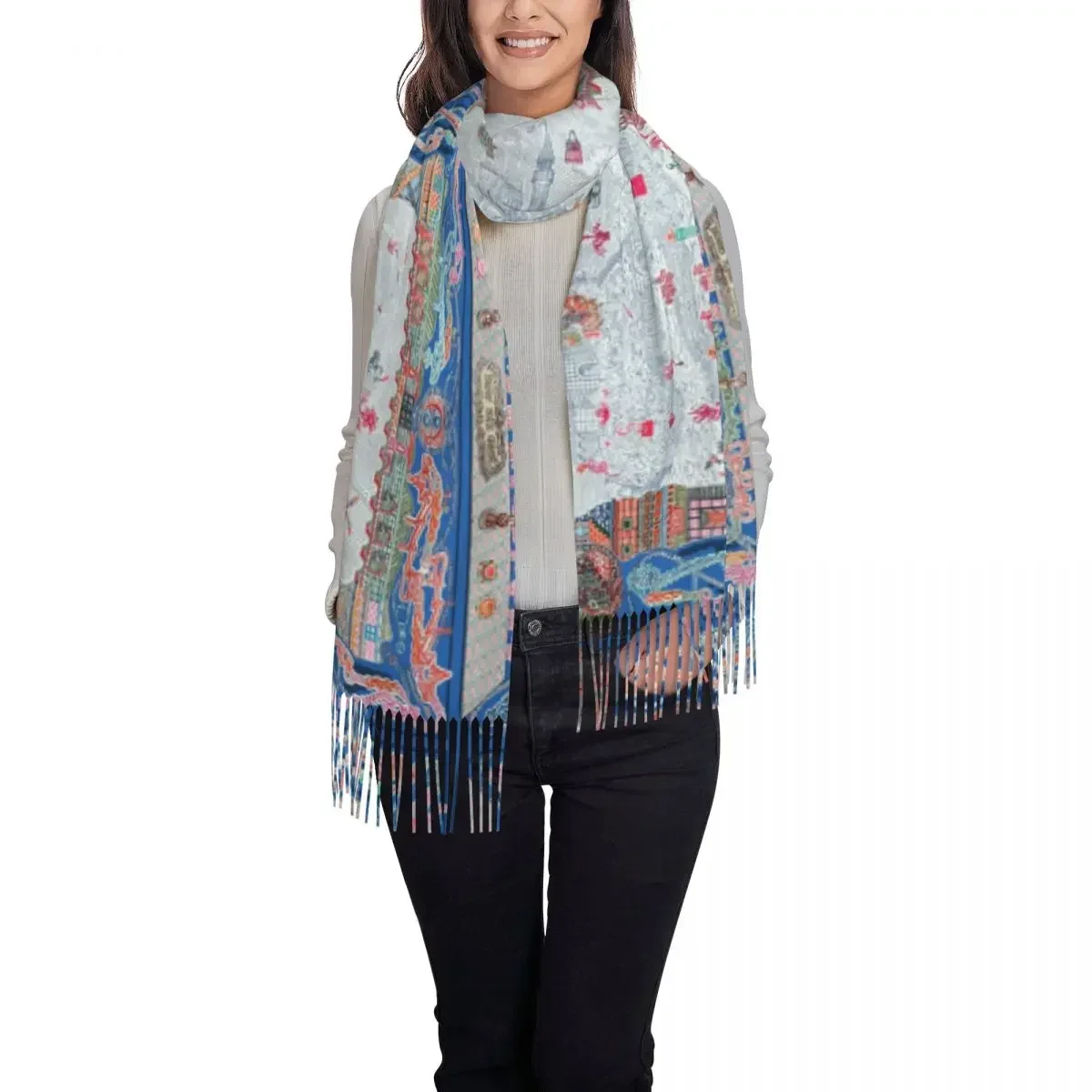 Bufanda al aire libre otoño Castillo estampado chal envolturas playa lujo H Bandana personalizada bufandas para la cabeza de marca de lujo para mujer