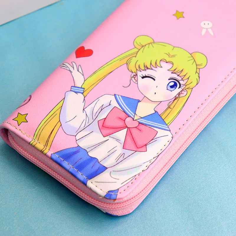 بحار القمر أنيمي محفظة سستة Tsukino Usagi عملة الحقيبة طويلة نمط حقيبة صغيرة لطيف محفظة المرأة حامل بطاقة هدايا عيد الميلاد